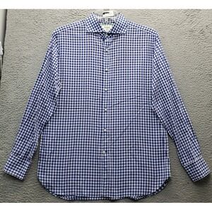 M.J. Bale Shirt Men Large‎ Multi Check Super Slim Long Sleeve Button Down Collar